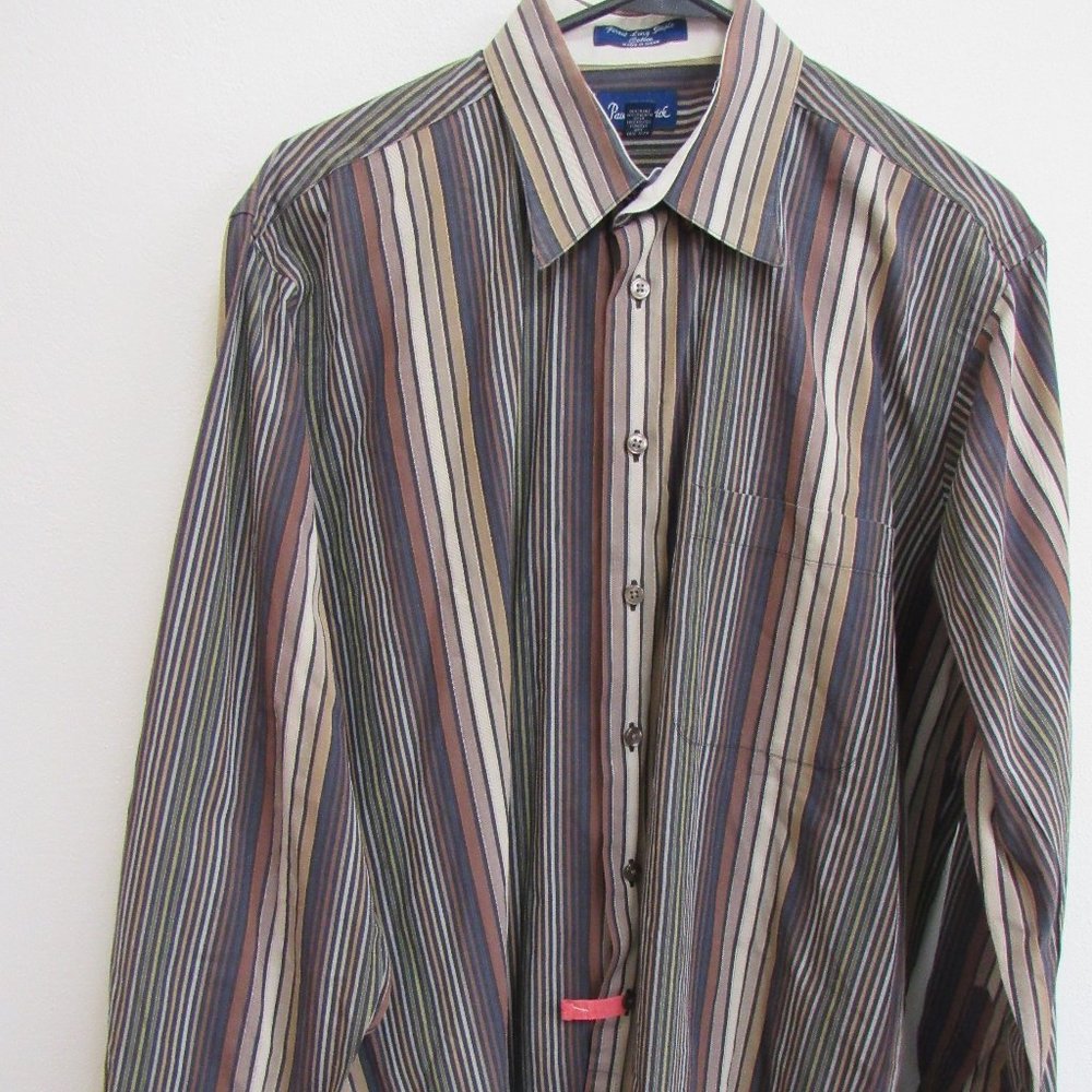 Paul Fredrick Long Staple Cotton Multicolor Long Sleeve Button-Up